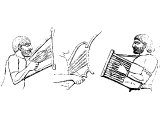 Assyrian lutes or lyres. Heb. NeBeL, Chaldean PeSsaNTeRiN (Dan.3.5,7), sometimes translated `psaltery`. These word was used for a variety of lyres and lutes.